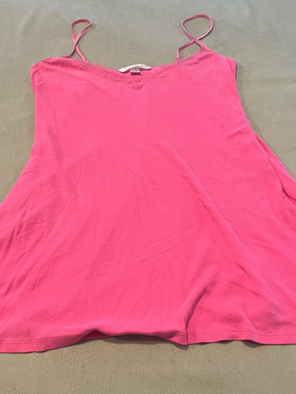 Victoria Secret Women's Pink Lace Trim Spaghetti Strap Nightgown Size M
